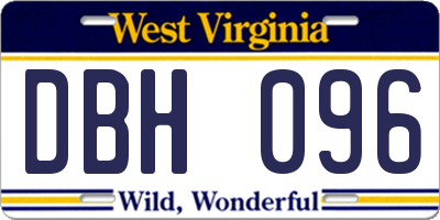 WV license plate DBH096