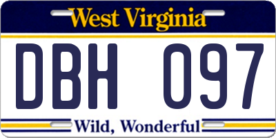 WV license plate DBH097