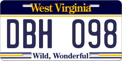 WV license plate DBH098