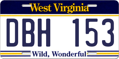 WV license plate DBH153
