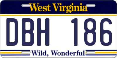 WV license plate DBH186