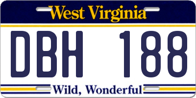 WV license plate DBH188