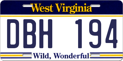 WV license plate DBH194
