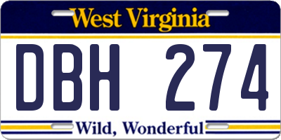 WV license plate DBH274