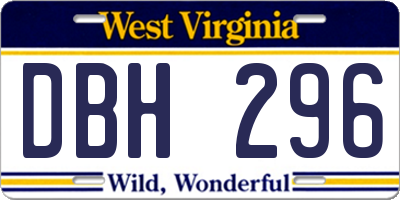 WV license plate DBH296
