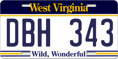 WV license plate DBH343