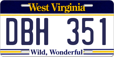 WV license plate DBH351