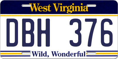 WV license plate DBH376