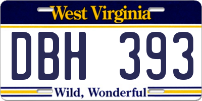 WV license plate DBH393