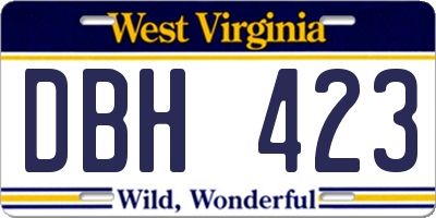 WV license plate DBH423