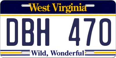 WV license plate DBH470