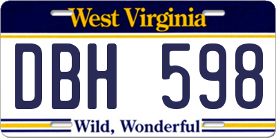 WV license plate DBH598