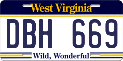 WV license plate DBH669