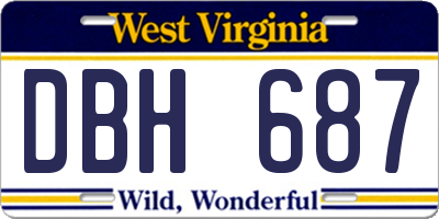 WV license plate DBH687