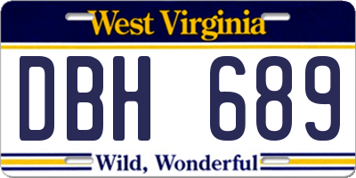WV license plate DBH689
