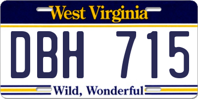 WV license plate DBH715