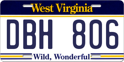 WV license plate DBH806