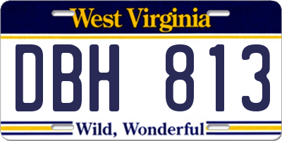 WV license plate DBH813