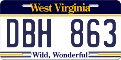 WV license plate DBH863