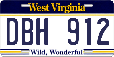 WV license plate DBH912
