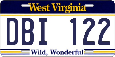 WV license plate DBI122