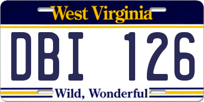 WV license plate DBI126