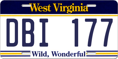 WV license plate DBI177