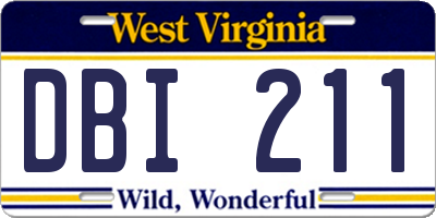 WV license plate DBI211