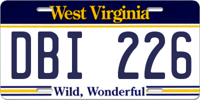 WV license plate DBI226