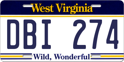 WV license plate DBI274