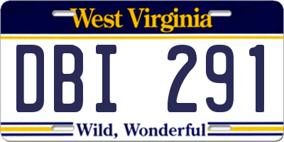 WV license plate DBI291
