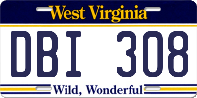WV license plate DBI308