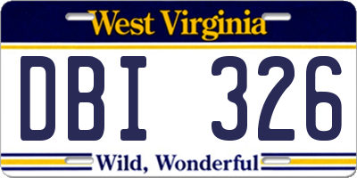 WV license plate DBI326