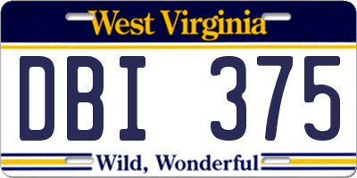 WV license plate DBI375