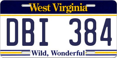 WV license plate DBI384
