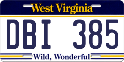 WV license plate DBI385