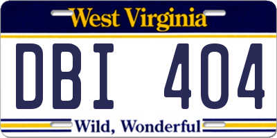 WV license plate DBI404