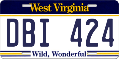 WV license plate DBI424