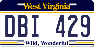 WV license plate DBI429