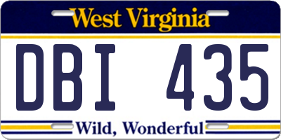 WV license plate DBI435