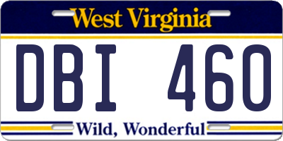 WV license plate DBI460