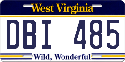WV license plate DBI485