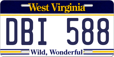 WV license plate DBI588