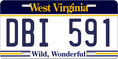 WV license plate DBI591