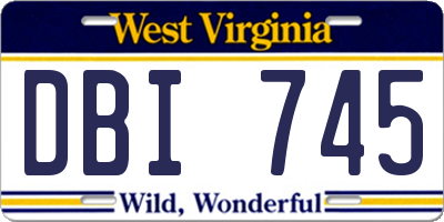 WV license plate DBI745