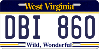 WV license plate DBI860