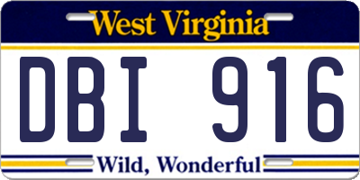 WV license plate DBI916