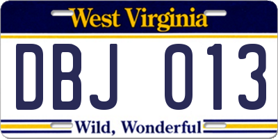 WV license plate DBJ013