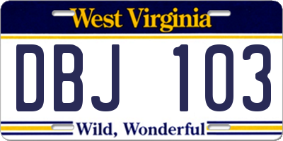 WV license plate DBJ103