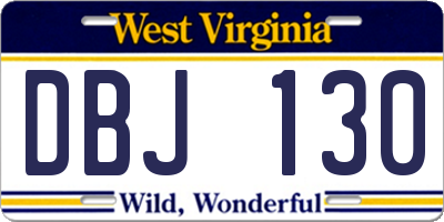 WV license plate DBJ130